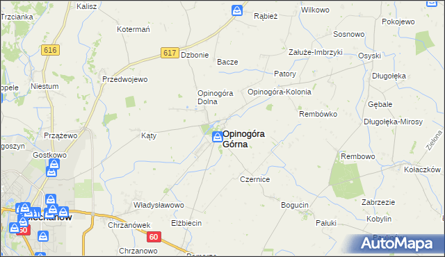 mapa Opinogóra Górna, Opinogóra Górna na mapie Targeo