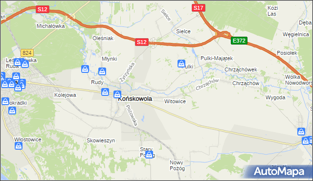 mapa Opoka gmina Końskowola, Opoka gmina Końskowola na mapie Targeo