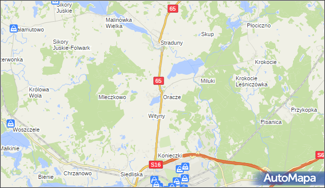 mapa Oracze, Oracze na mapie Targeo