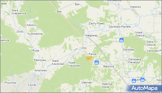 mapa Orło gmina Małkinia Górna, Orło gmina Małkinia Górna na mapie Targeo