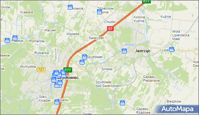 mapa Orłów gmina Jastrząb, Orłów gmina Jastrząb na mapie Targeo