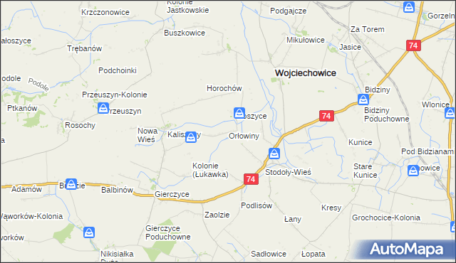mapa Orłowiny, Orłowiny na mapie Targeo