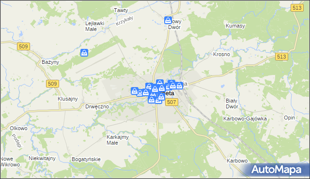 mapa Orneta powiat lidzbarski, Orneta powiat lidzbarski na mapie Targeo