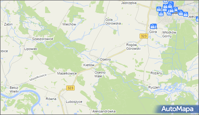 mapa Osetno gmina Góra, Osetno gmina Góra na mapie Targeo