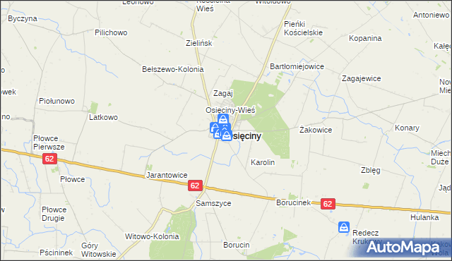 mapa Osięciny, Osięciny na mapie Targeo