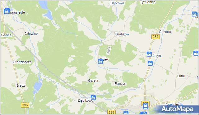 mapa Osiek gmina Lubsko, Osiek gmina Lubsko na mapie Targeo