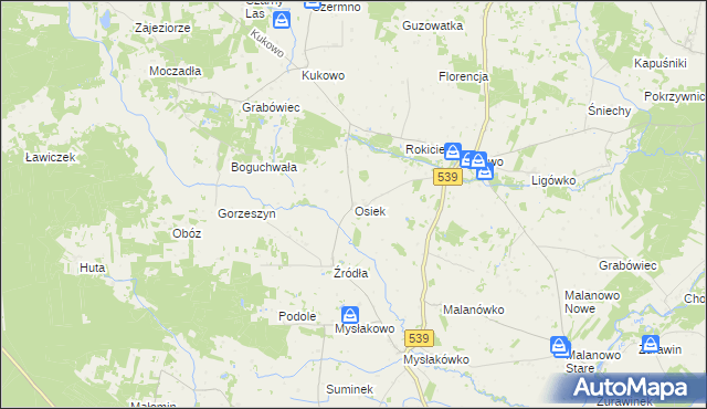 mapa Osiek gmina Mochowo, Osiek gmina Mochowo na mapie Targeo