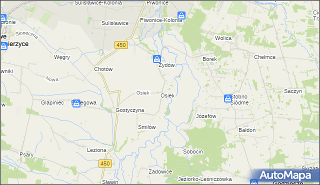 mapa Osiek gmina Nowe Skalmierzyce, Osiek gmina Nowe Skalmierzyce na mapie Targeo