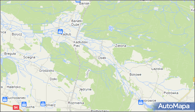 mapa Osiek gmina Strzelce Opolskie, Osiek gmina Strzelce Opolskie na mapie Targeo