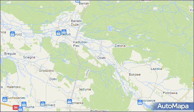 mapa Osiek gmina Strzelce Opolskie, Osiek gmina Strzelce Opolskie na mapie Targeo