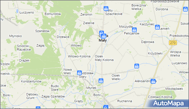 mapa Osiek Mały-Kolonia, Osiek Mały-Kolonia na mapie Targeo