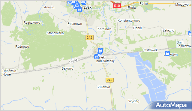 mapa Osiek nad Notecią, Osiek nad Notecią na mapie Targeo