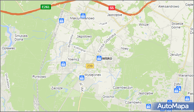 mapa Osielsko, Osielsko na mapie Targeo