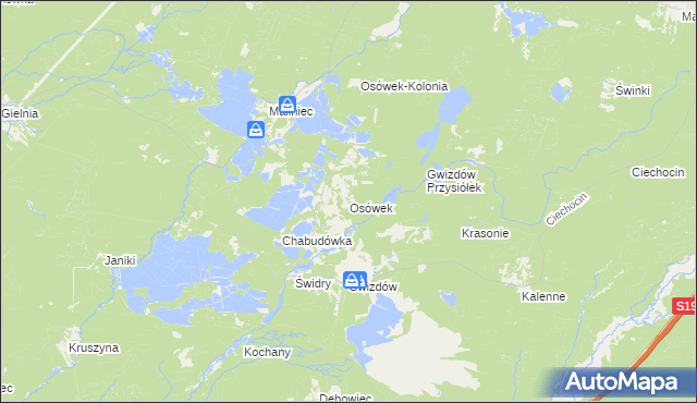 mapa Osówek gmina Potok Wielki, Osówek gmina Potok Wielki na mapie Targeo