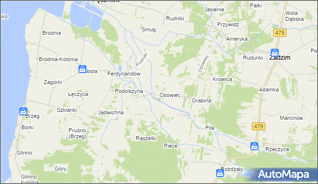 mapa Osowiec gmina Pęczniew, Osowiec gmina Pęczniew na mapie Targeo