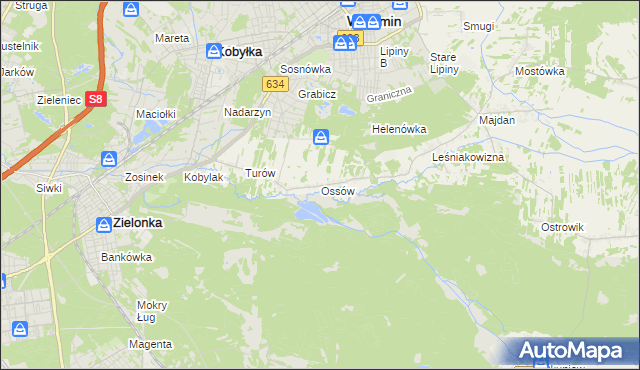 mapa Ossów, Ossów na mapie Targeo