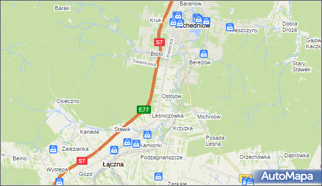 mapa Ostojów, Ostojów na mapie Targeo