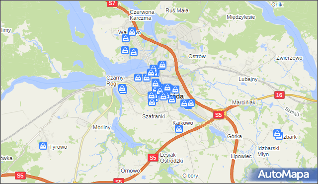 mapa Ostróda, Ostróda na mapie Targeo