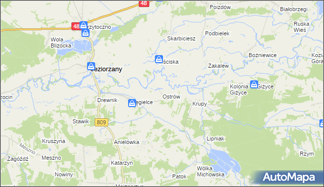 mapa Ostrów gmina Michów, Ostrów gmina Michów na mapie Targeo