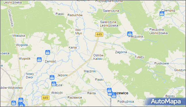 mapa Ostrów Kaliski, Ostrów Kaliski na mapie Targeo