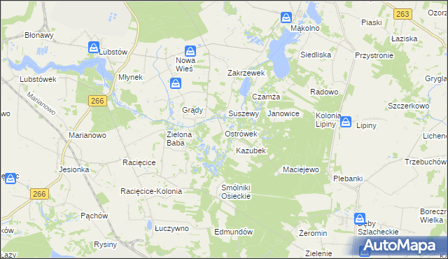 mapa Ostrówek gmina Sompolno, Ostrówek gmina Sompolno na mapie Targeo