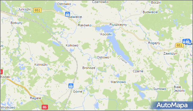 mapa Ostrowo gmina Dubeninki, Ostrowo gmina Dubeninki na mapie Targeo