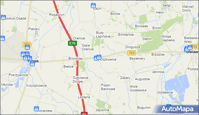 mapa Oszkowice, Oszkowice na mapie Targeo