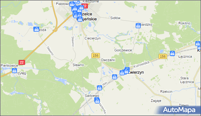 mapa Owczarki gmina Zwierzyn, Owczarki gmina Zwierzyn na mapie Targeo