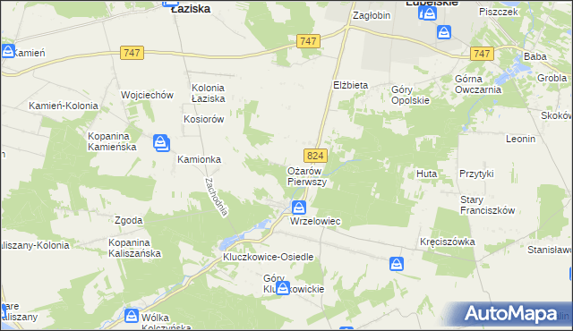 mapa Ożarów Pierwszy, Ożarów Pierwszy na mapie Targeo
