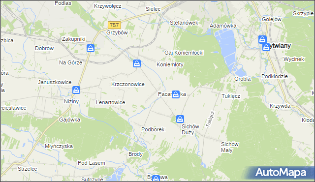 mapa Pacanówka, Pacanówka na mapie Targeo