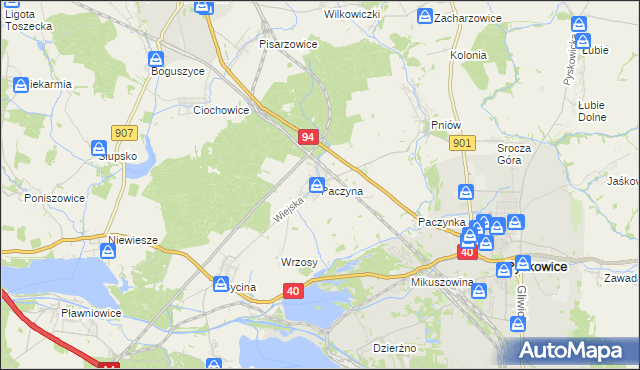 mapa Paczyna, Paczyna na mapie Targeo