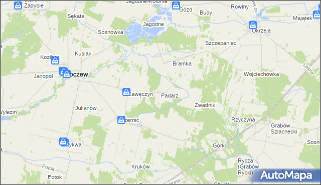 mapa Padarz, Padarz na mapie Targeo
