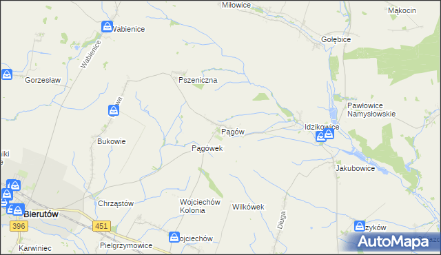 mapa Pągów gmina Wilków, Pągów gmina Wilków na mapie Targeo