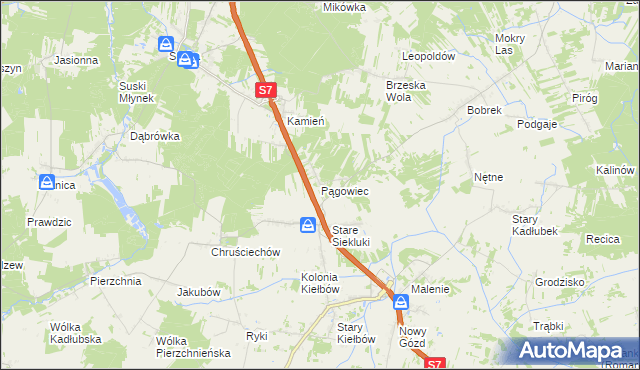 mapa Pągowiec gmina Stara Błotnica, Pągowiec gmina Stara Błotnica na mapie Targeo