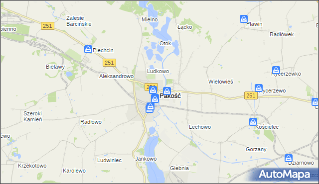 mapa Pakość powiat inowrocławski, Pakość powiat inowrocławski na mapie Targeo