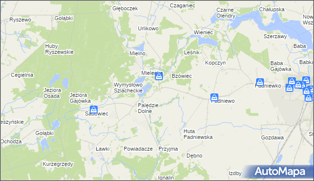 mapa Palędzie Kościelne, Palędzie Kościelne na mapie Targeo