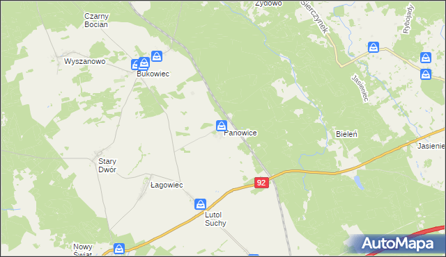 mapa Panowice, Panowice na mapie Targeo