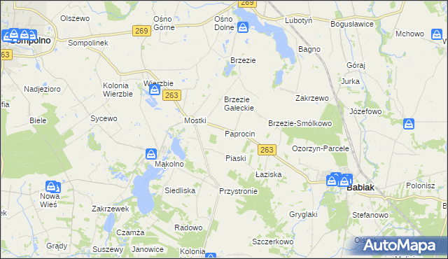 mapa Paprocin, Paprocin na mapie Targeo