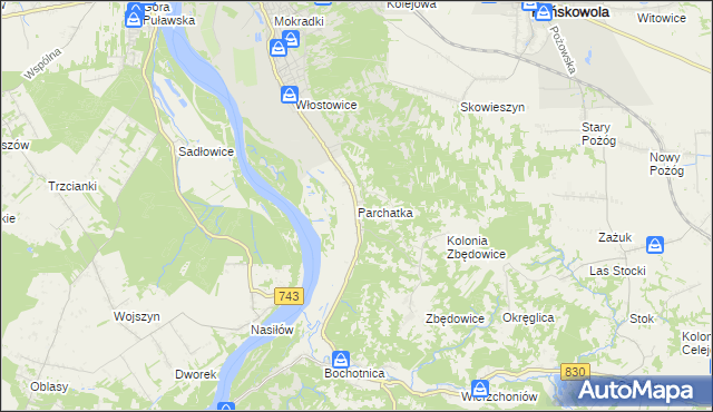 mapa Parchatka, Parchatka na mapie Targeo