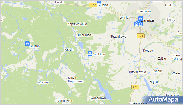 mapa Parchlino, Parchlino na mapie Targeo