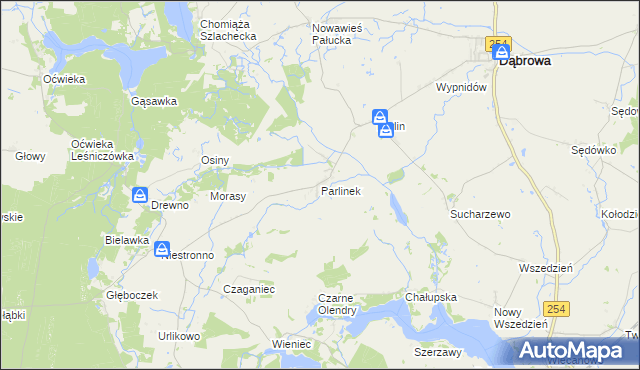 mapa Parlinek, Parlinek na mapie Targeo