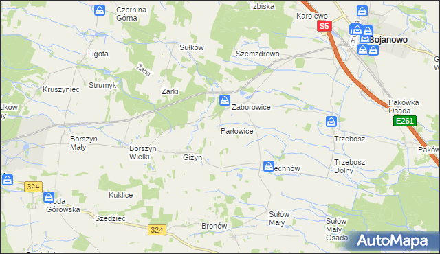 mapa Parłowice, Parłowice na mapie Targeo