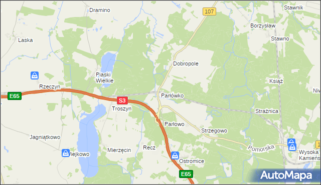 mapa Parłówko, Parłówko na mapie Targeo