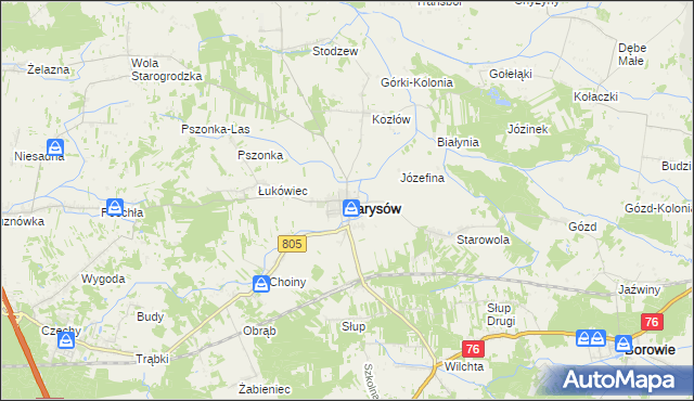 mapa Parysów, Parysów na mapie Targeo