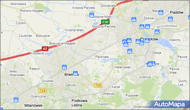 mapa Parzniew, Parzniew na mapie Targeo
