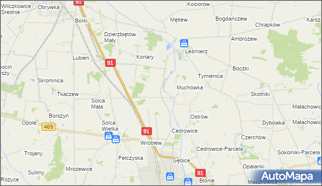 mapa Parzyce gmina Ozorków, Parzyce gmina Ozorków na mapie Targeo