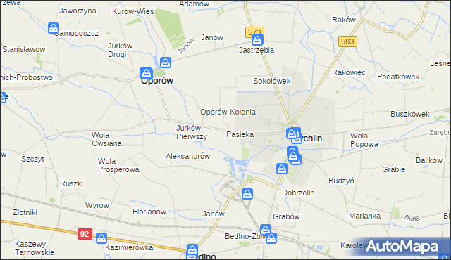 mapa Pasieka gmina Żychlin, Pasieka gmina Żychlin na mapie Targeo