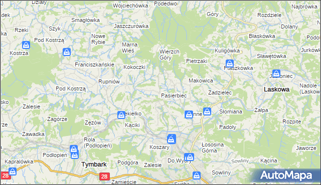 mapa Pasierbiec, Pasierbiec na mapie Targeo