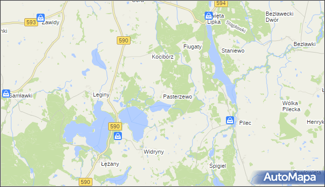 mapa Pasterzewo, Pasterzewo na mapie Targeo