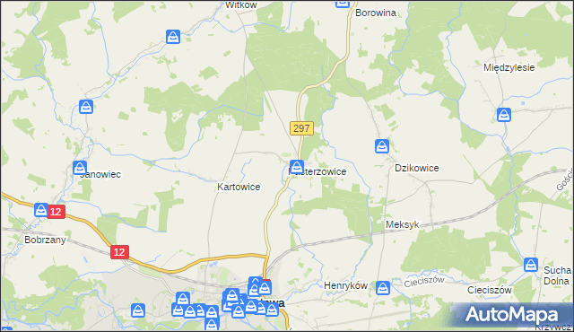 mapa Pasterzowice, Pasterzowice na mapie Targeo